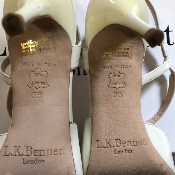 L. K. Bennett ivory patent leather sandals - Picture 3 of 4